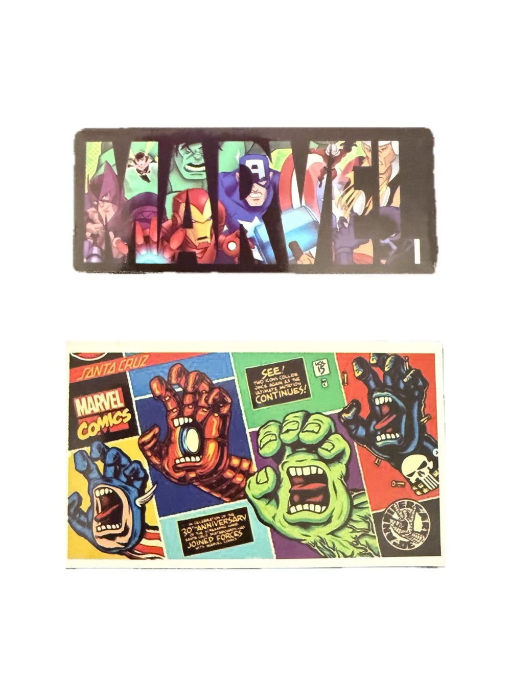 Marvel Avengers Character Sticker Lot Iron Man Hulk Captain America Santa Cruz